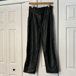 H&M high rise leather paper bag pant, US6